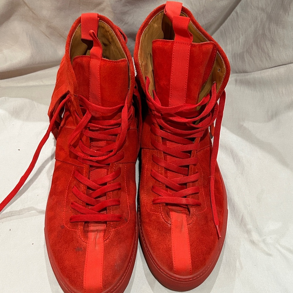 Vibrant Red High-Top Men's Sneakers